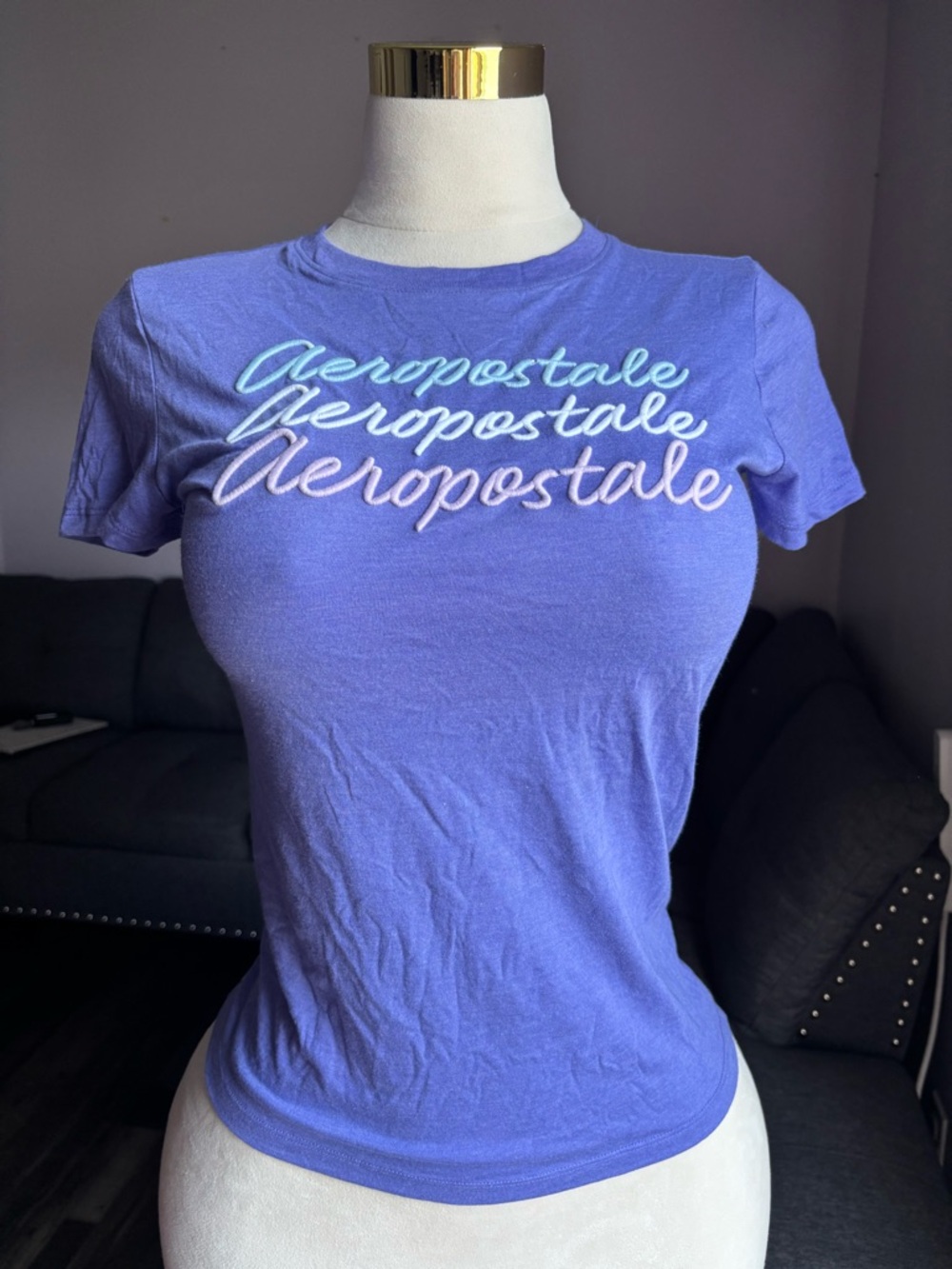Aeropostale Lavender Short Sleeve Logo Tee